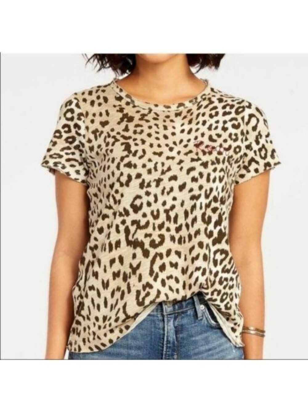 Chaser Shirt Size Small Animal Leopard Print Roar Shirt Short Sleeve Embroidered